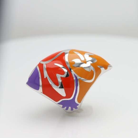 Art Ring Sterling Silver famous artist Enamel Inspired Artistic Ring - Picture 10 of 11